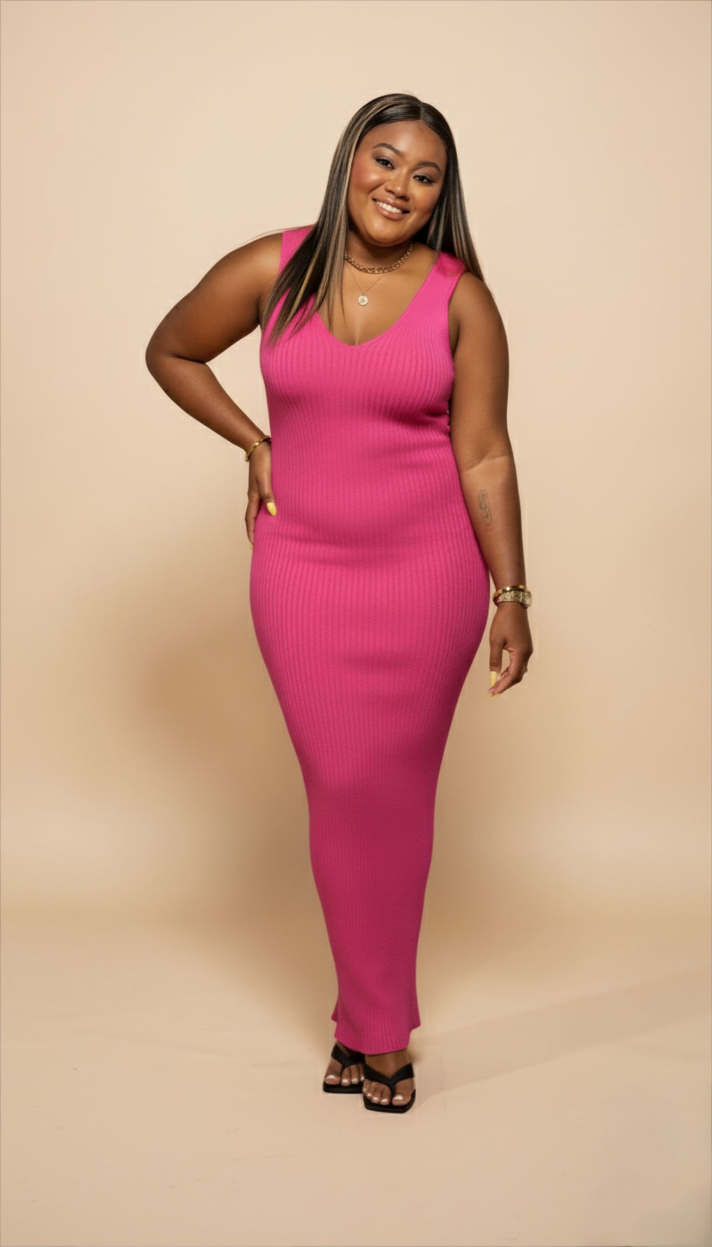 BASIC KNIT MIDI DRESS