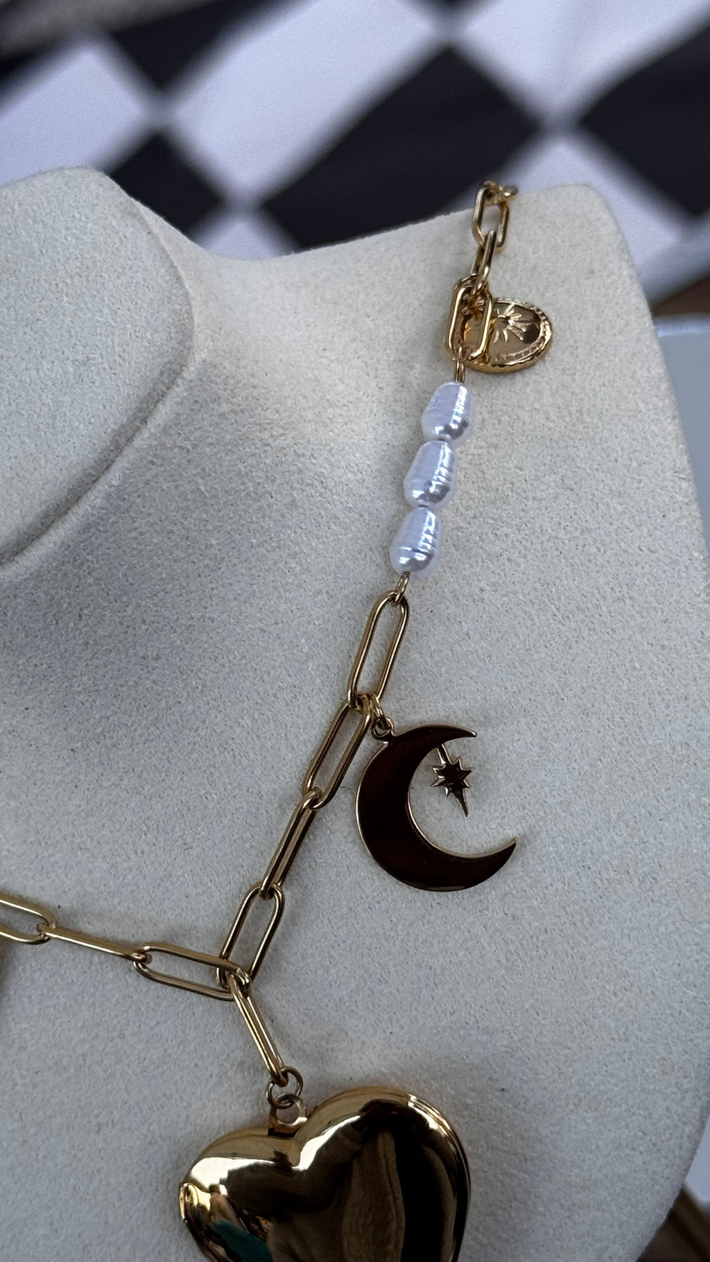 Moon Locket Charm Necklace