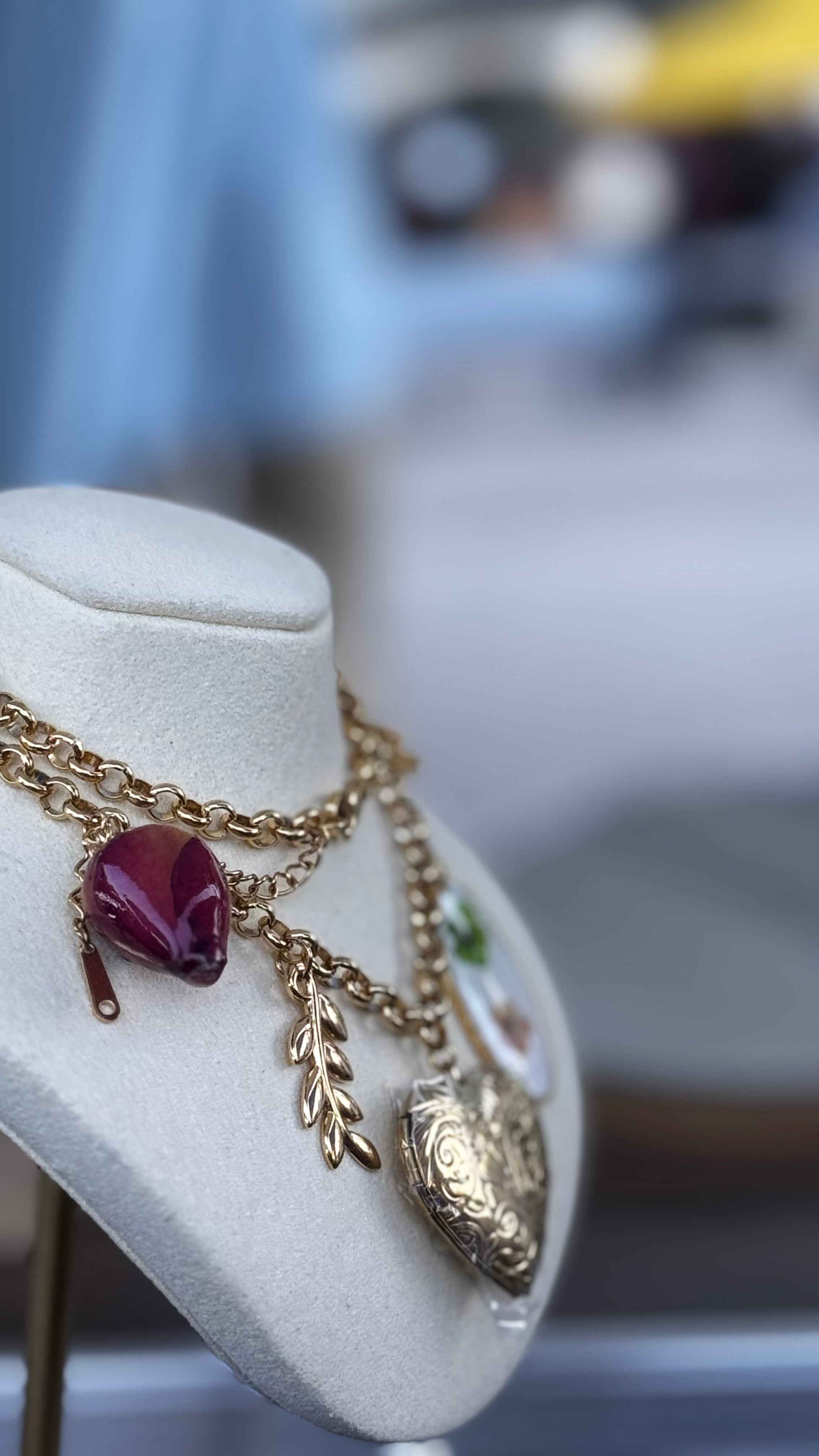 Rose Locket Charm Necklace