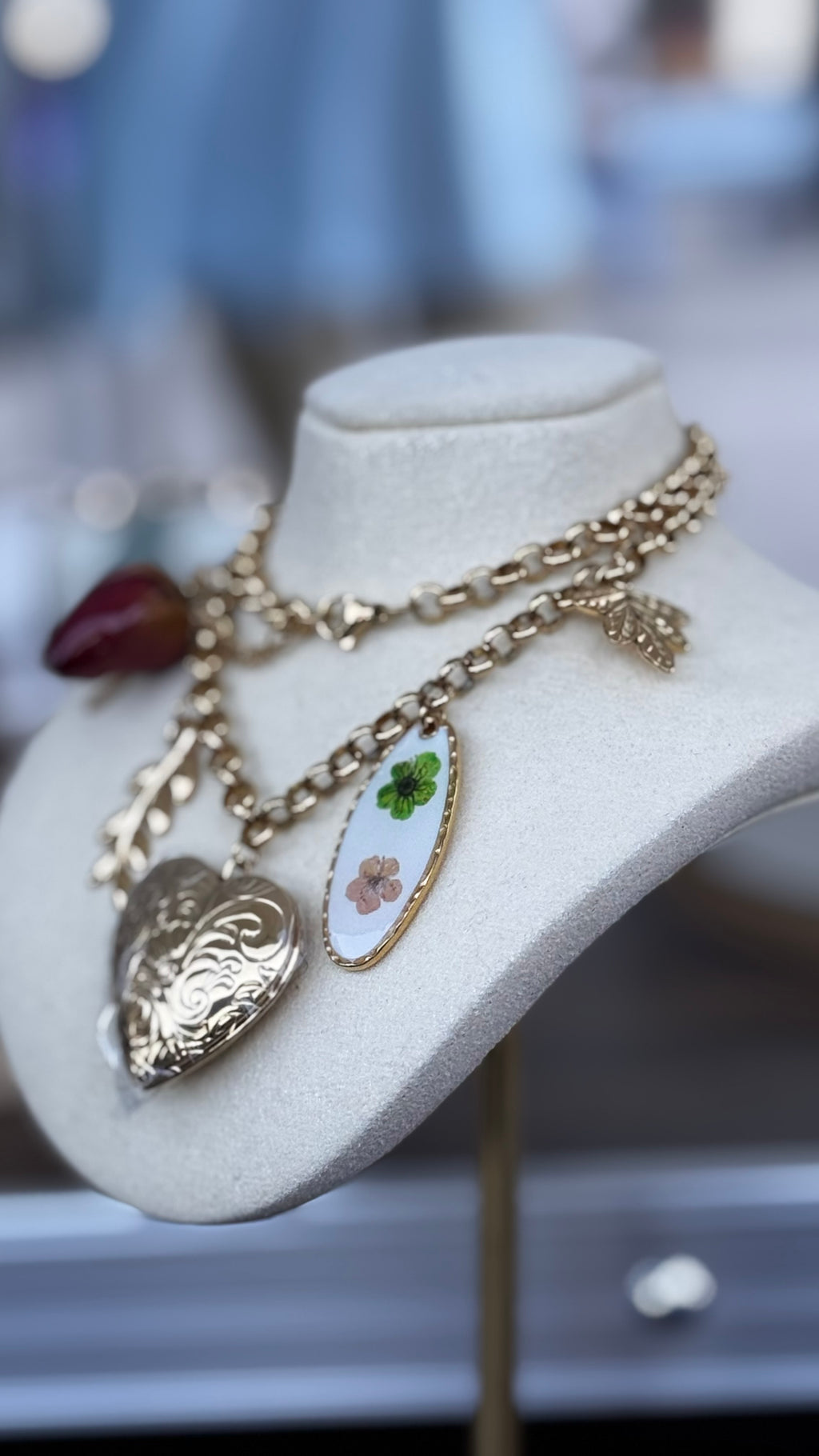 Rose Locket Charm Necklace