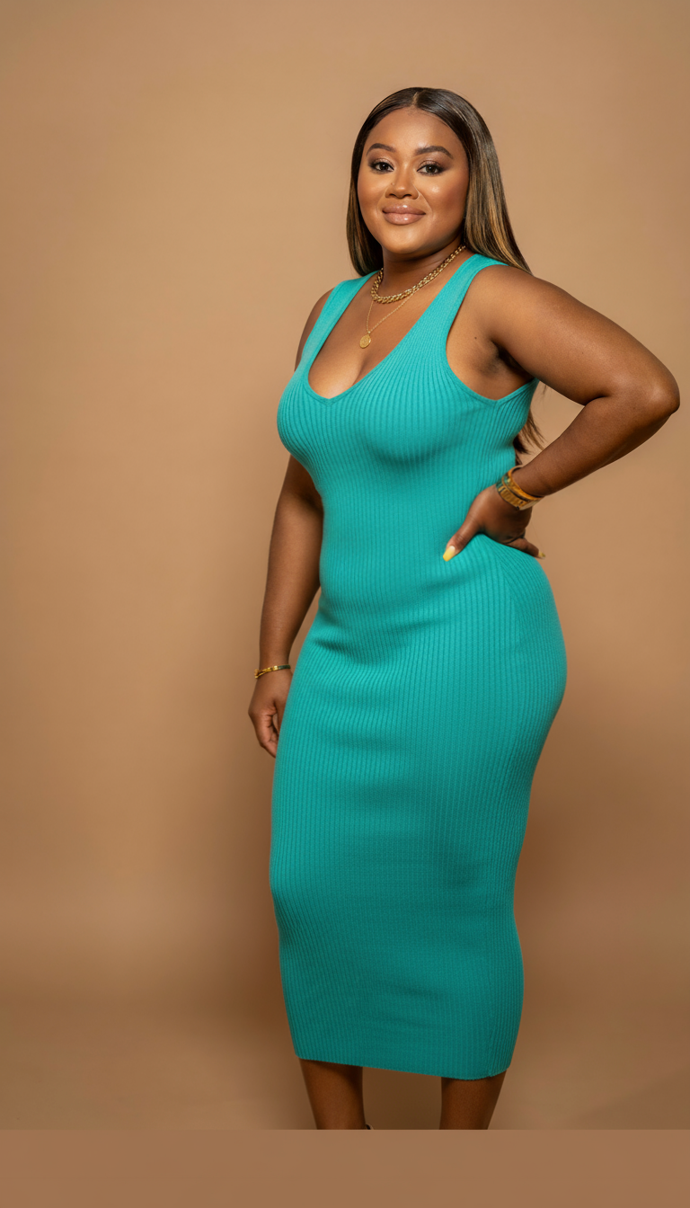 BASIC KNIT MIDI DRESS