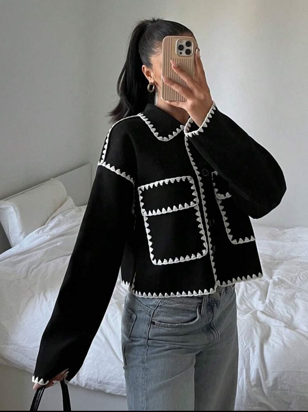 MACY BLACK CROPPED JACKET