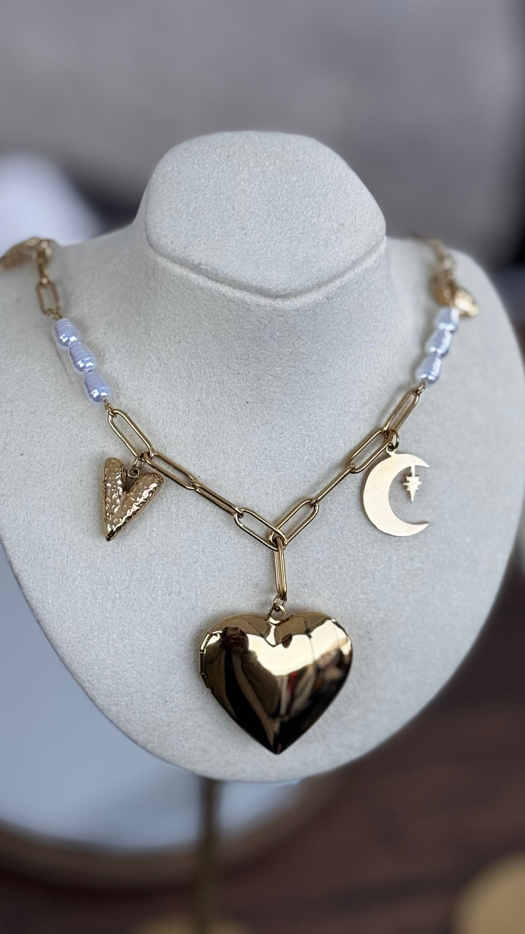 Moon Locket Charm Necklace